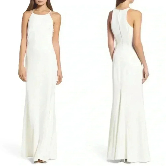 Lulus Dresses & Skirts - NWT Lulus Contrast Side Trumpet Mermaid White Gown Dress Sz L